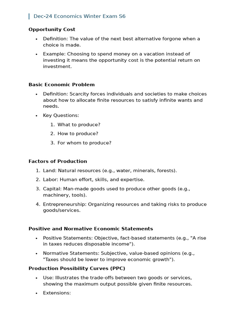 Economics Winter Exam S6 | PDF | Demand | Economic Surplus