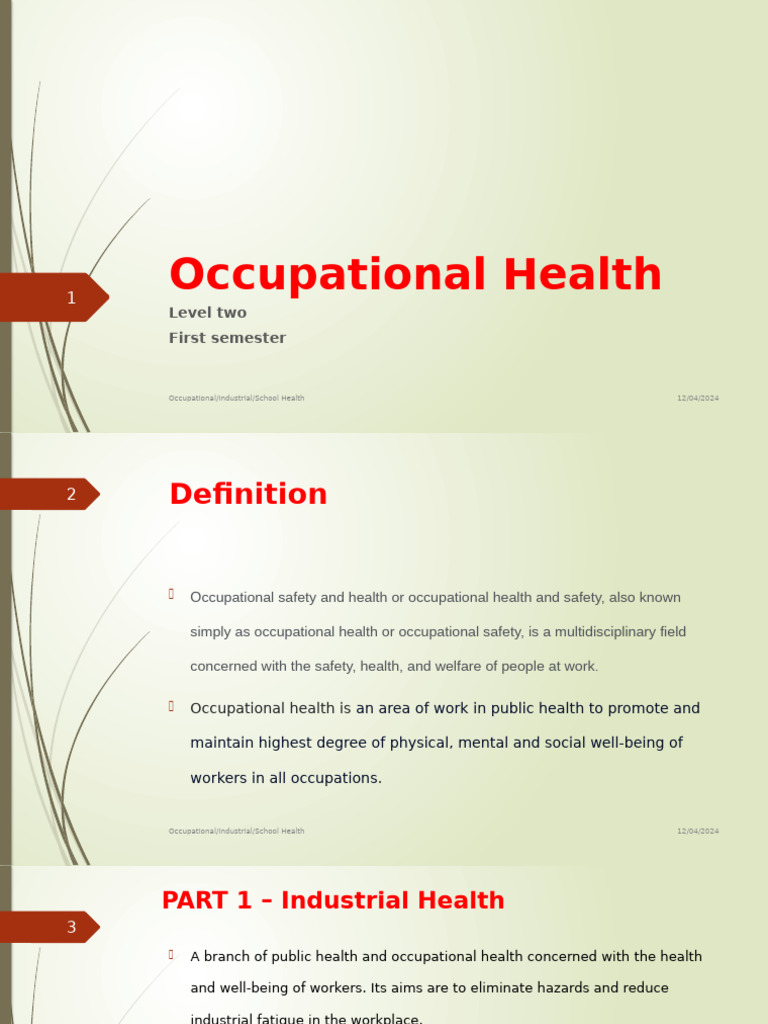 Industrial Health and Safety Overview | PDF | Occupational Safety And ...