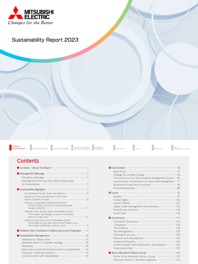 Mitsubishi Electric Sustainability 2023 | PDF | Governance | Sustainability