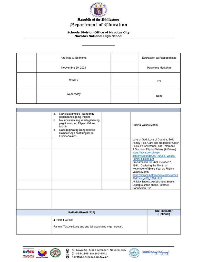 Filipino Values Month LP | PDF