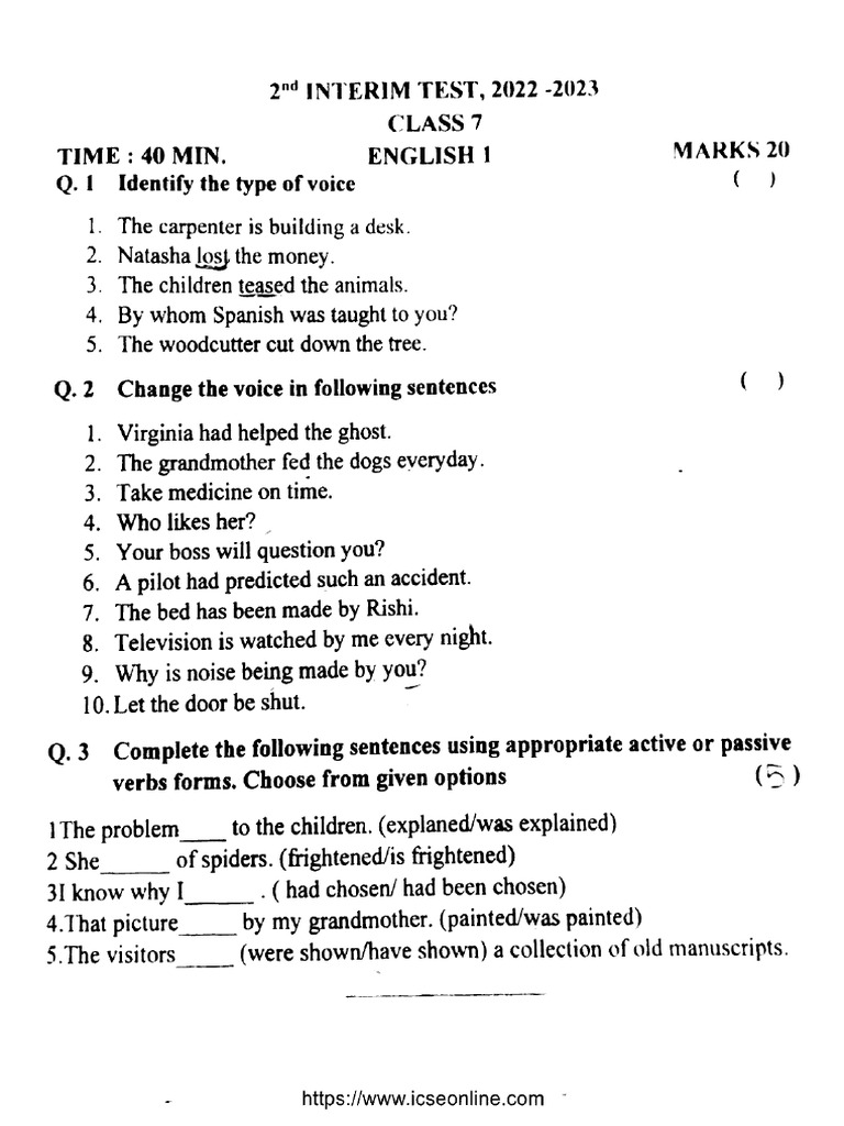 Icse Class 7 Interim Test 2 English 1 080823 2023 | PDF