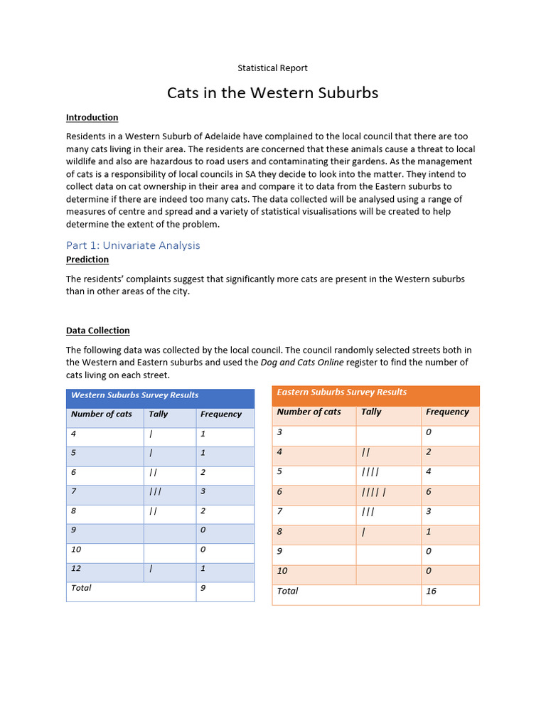 Cat Population Analysis in Adelaide Suburbs | PDF | Quartile ...