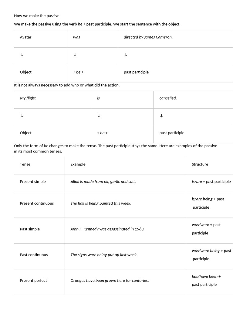 How we make the passive pdf grammatical tense verb