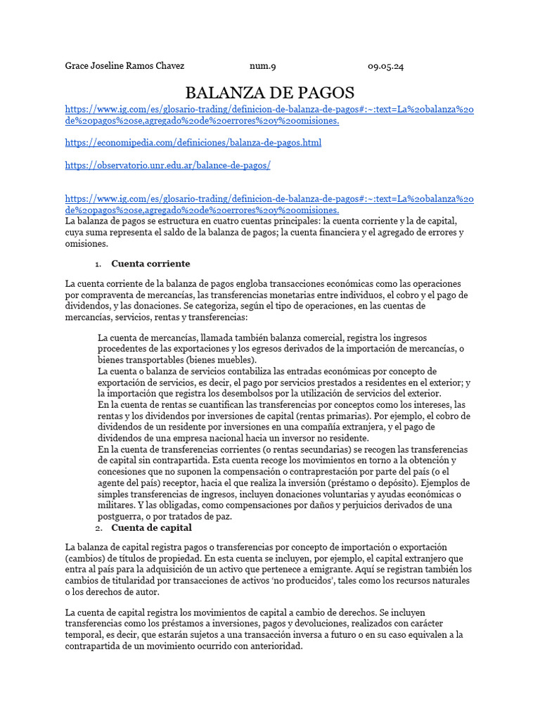 Estructura de la Balanza de Pagos | PDF | Balance de pagos | Economias