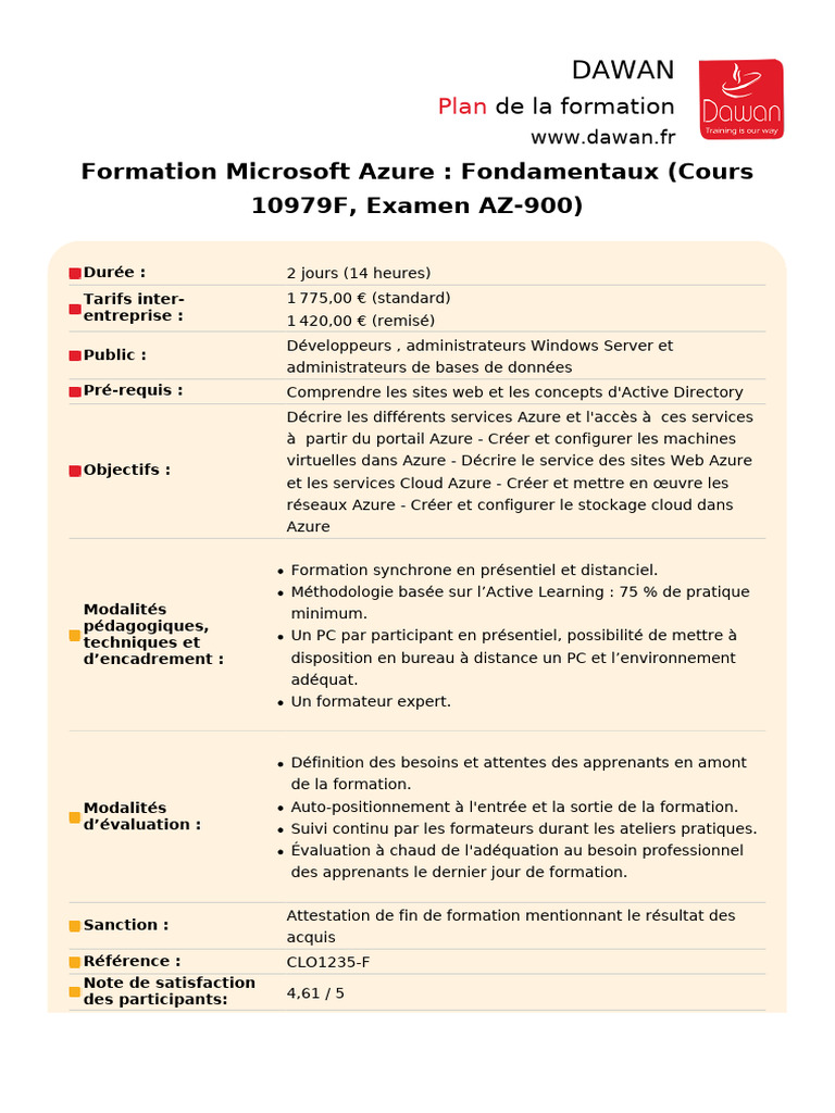 Formation AZ-900 : Microsoft Azure Fondamentaux | PDF | Cloud computing ...