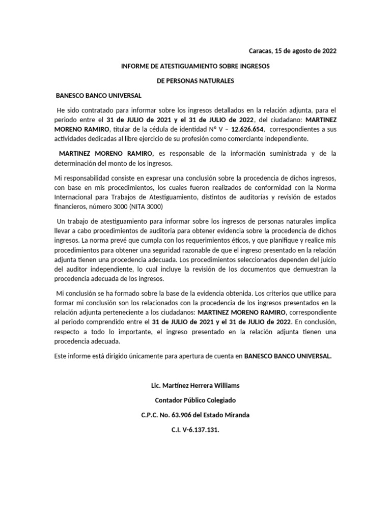 RAMIRO MORENO | PDF | Contador | Auditoría