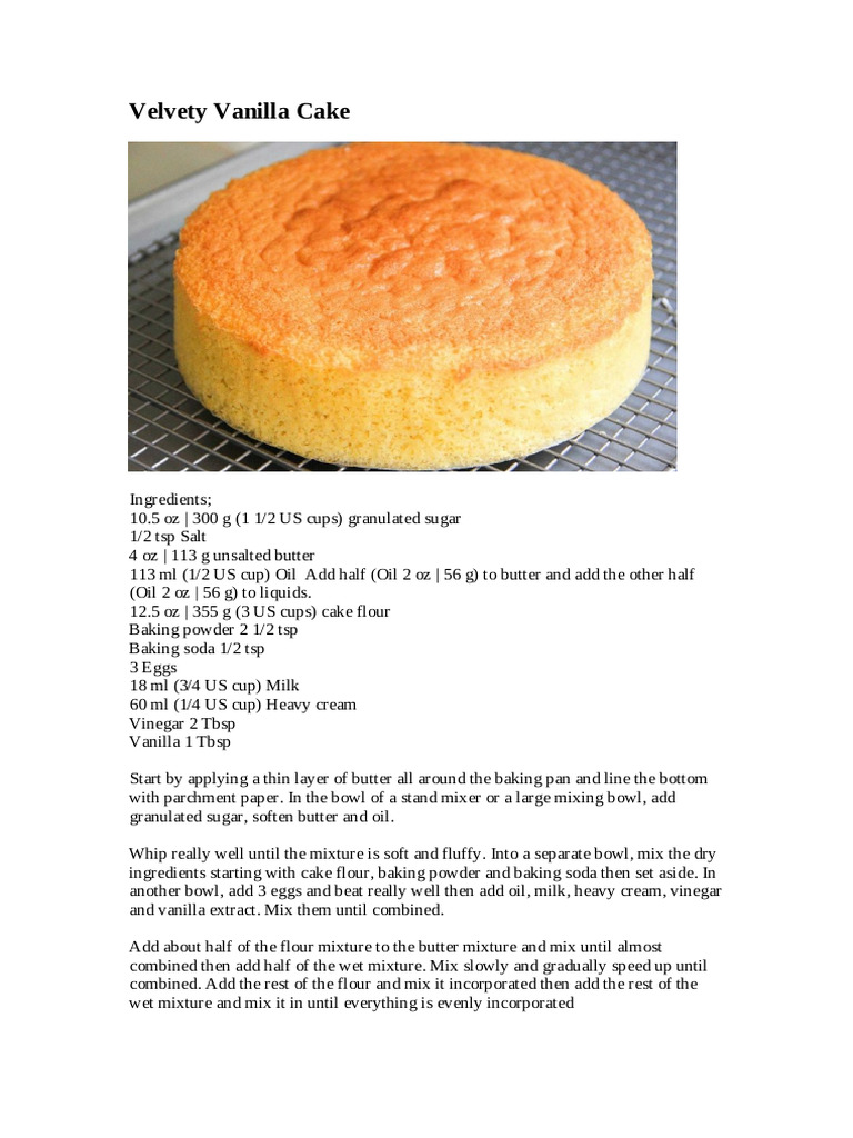 Velvety Vanilla Cake | PDF
