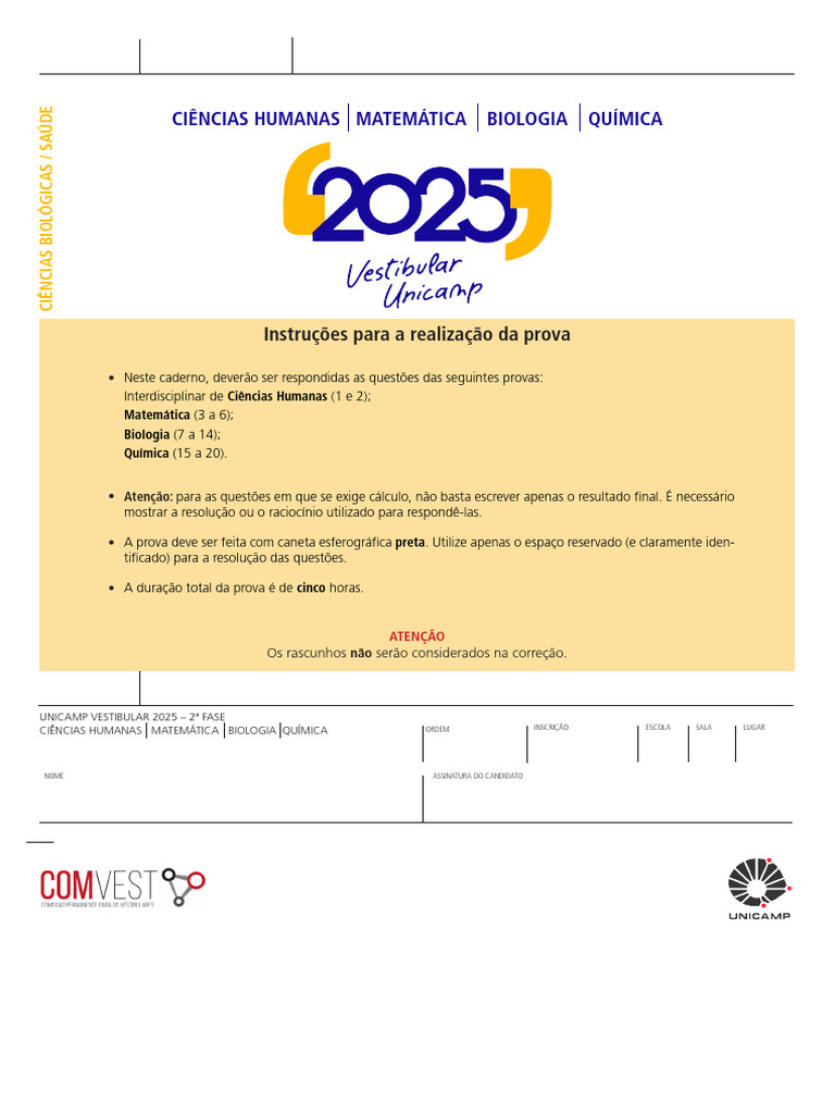 Prova 2ª Fase Vestibular UNICAMP 2025 | PDF | Internet | Science