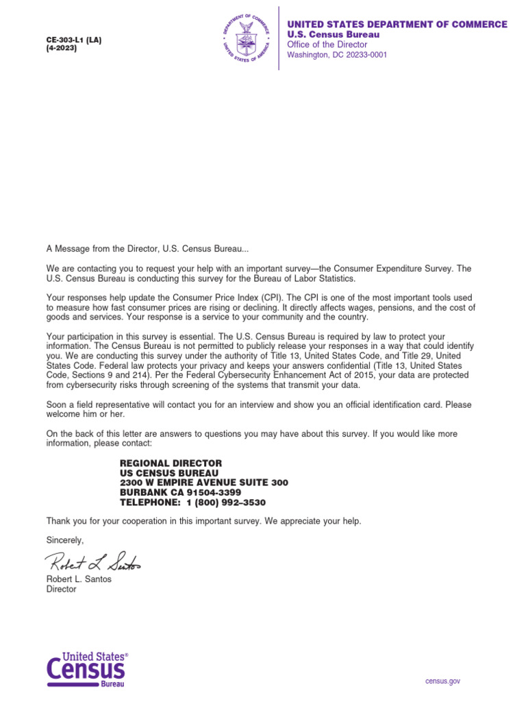 Consumer Expenditure Survey Notice | PDF | United States Census Bureau ...