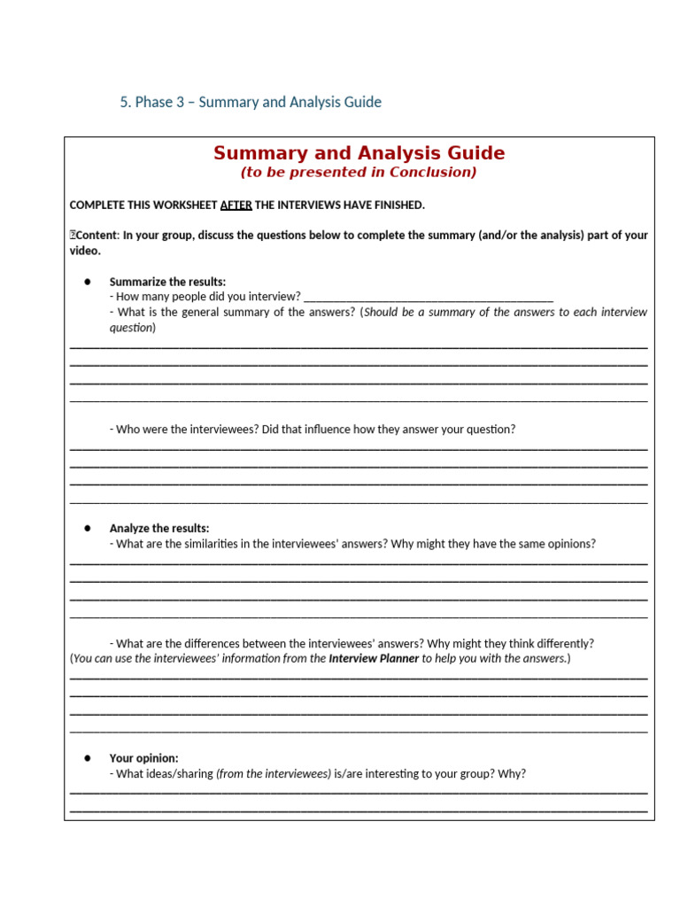 Phase 3 Summary and Analysis Guide | PDF | Interview
