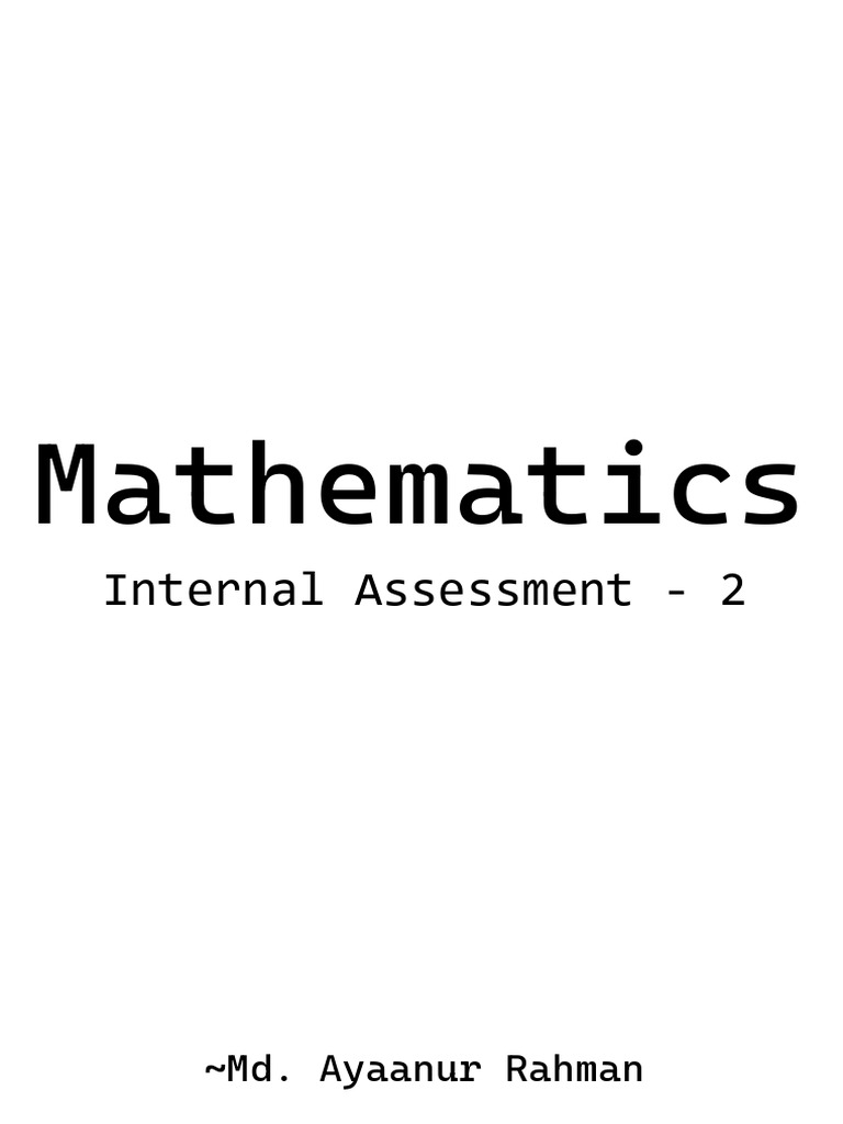 Easy Math Internal Assessment Ideas
