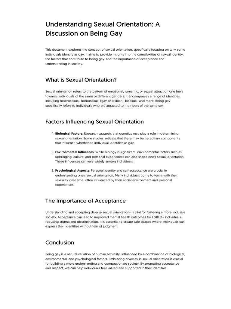 Understanding Being Gay: Factors & Acceptance | PDF