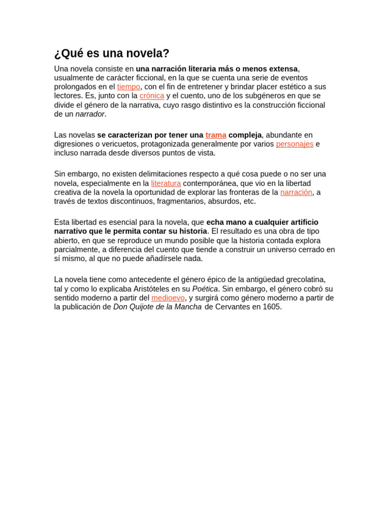 Definición y tipos de novela | PDF | Novelas | Narración