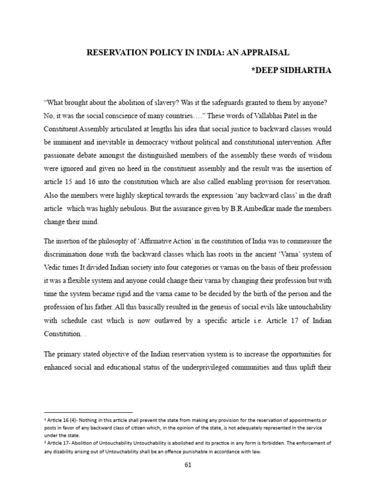 reservation-policy-in-india-an-appraisal-pdf-politics-of-india