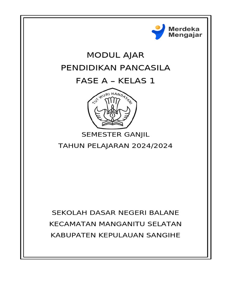 Modul Ajar Pancasila Kelas 1 Semester 1 | PDF