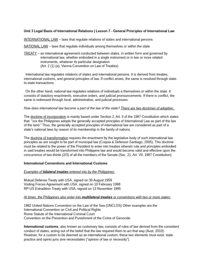Principles of International Law Explained | PDF | Treaty ...