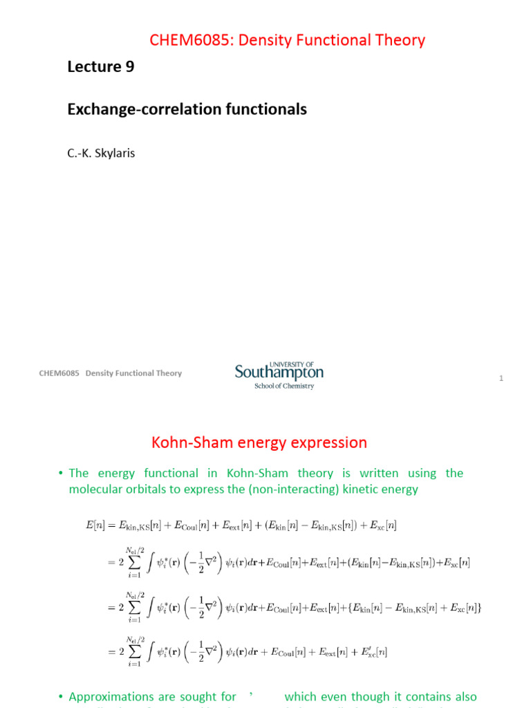 DFT L9 | PDF | Density Functional Theory | Computational Chemistry