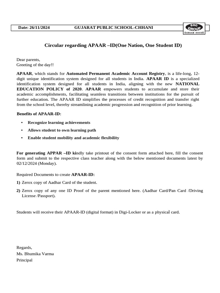 Regarding APAAR-ID | PDF