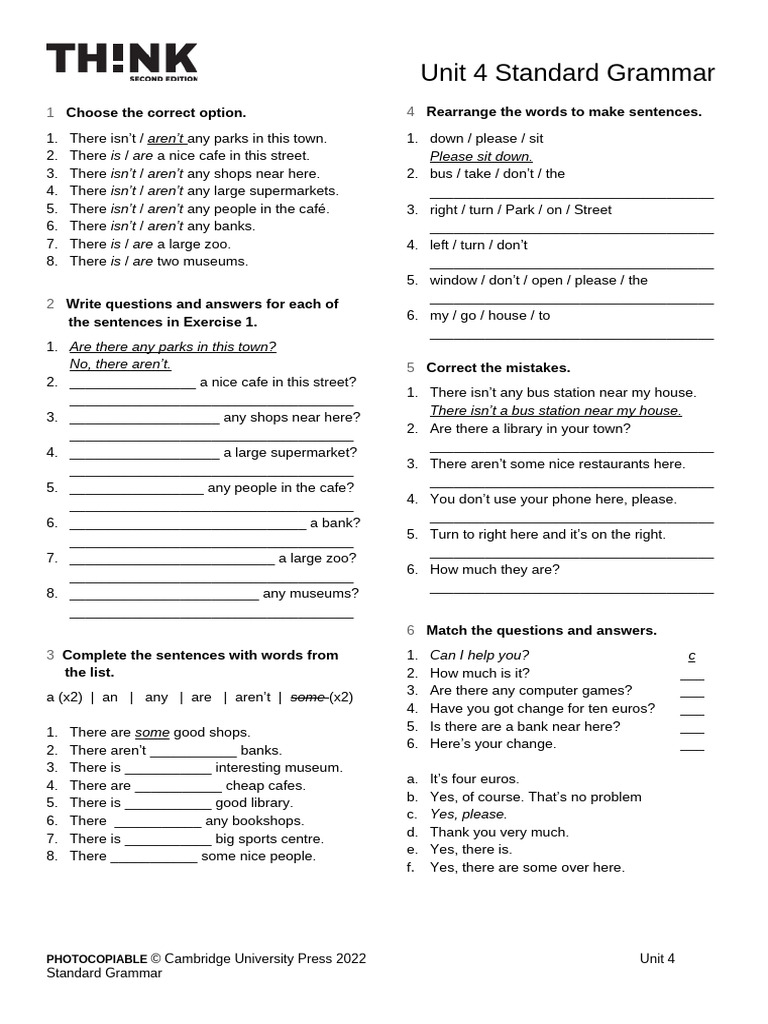 Unit 4 Standard Grammar Exercises | PDF
