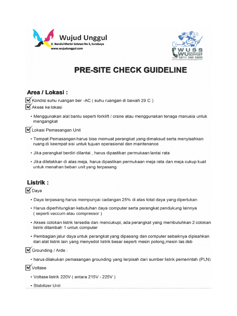 Pre Site Check Guidline | PDF