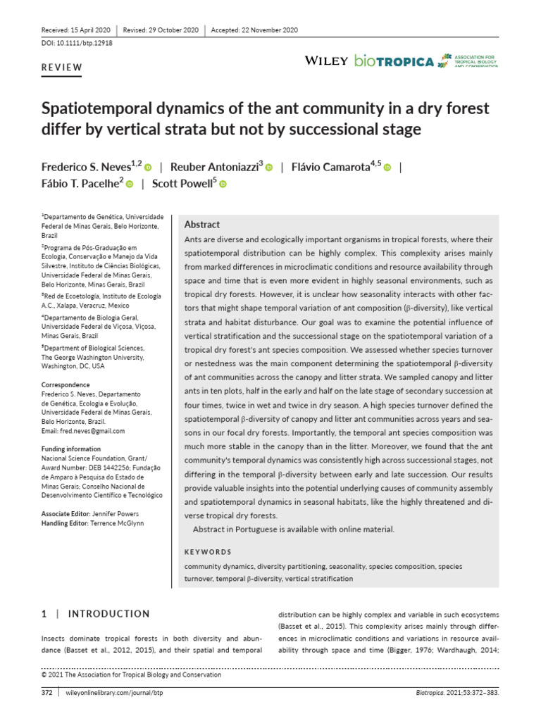 Ant Community Dynamics in Dry Forests | PDF | Forests | Canopy (Biology)