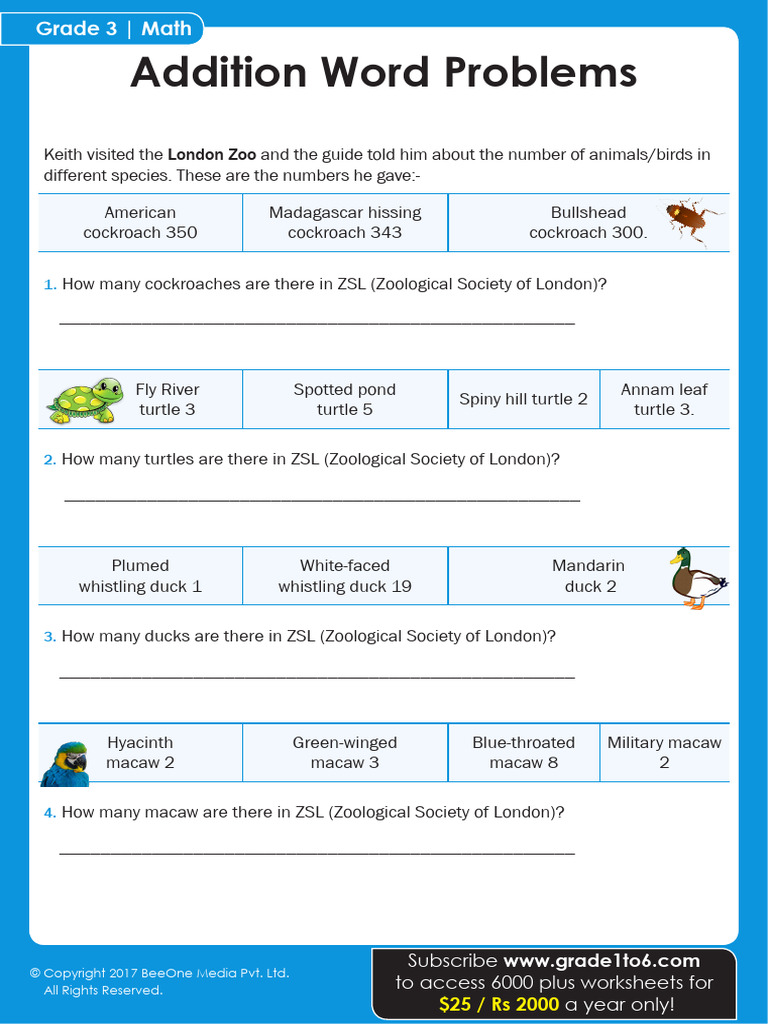 Addition Word Problems | PDF