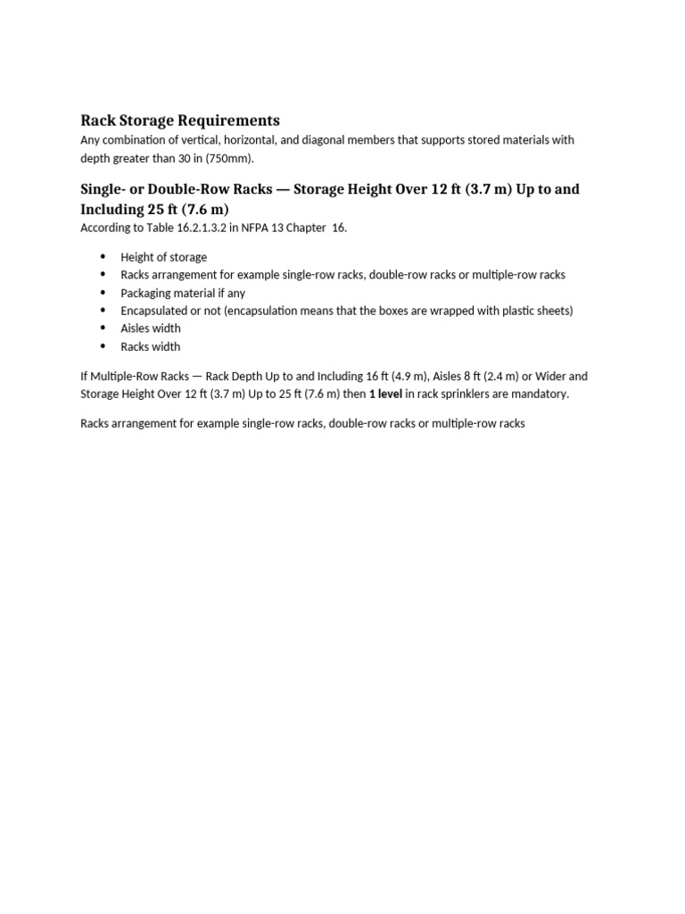 Rack Storage Requirements | PDF