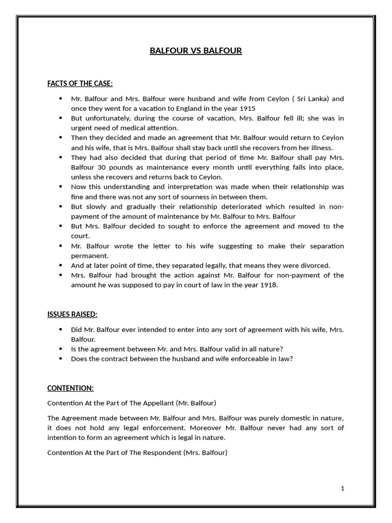Balfour V Balfour Case Summary Pdf Marriage Husband 