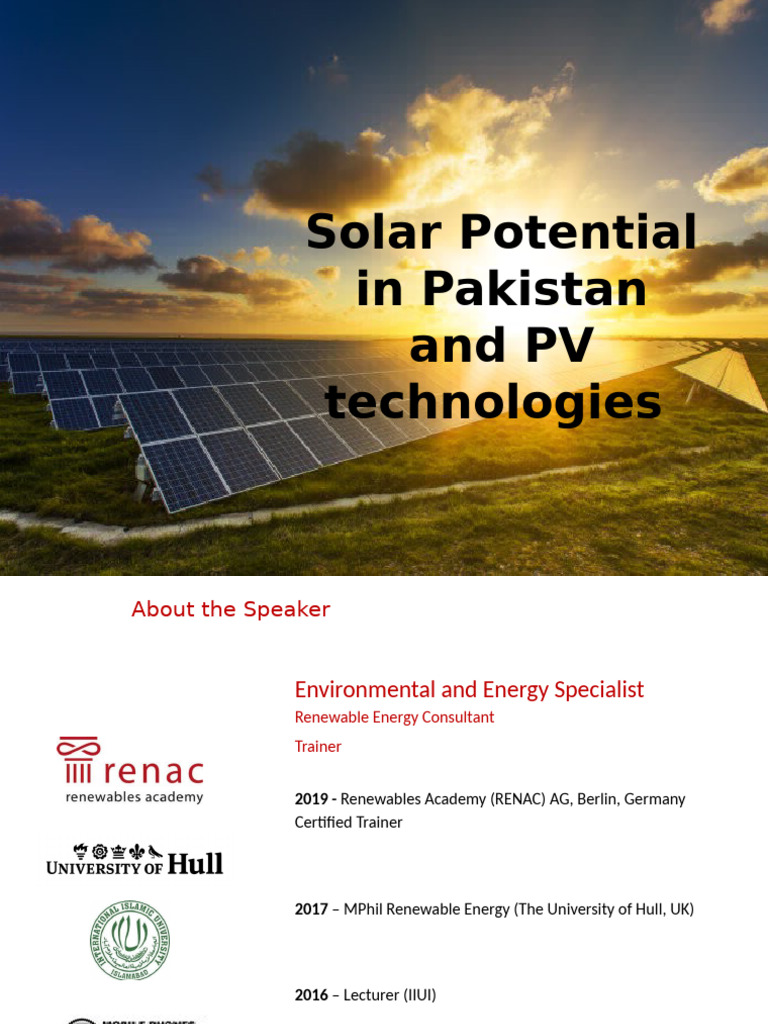 Solar Energy Potential and PV Technologies in Pakistan | PDF | Solar ...