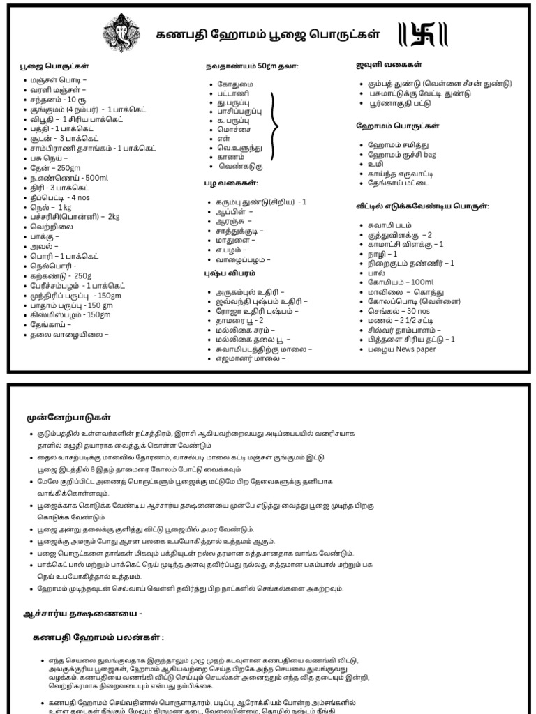 Homam List | PDF