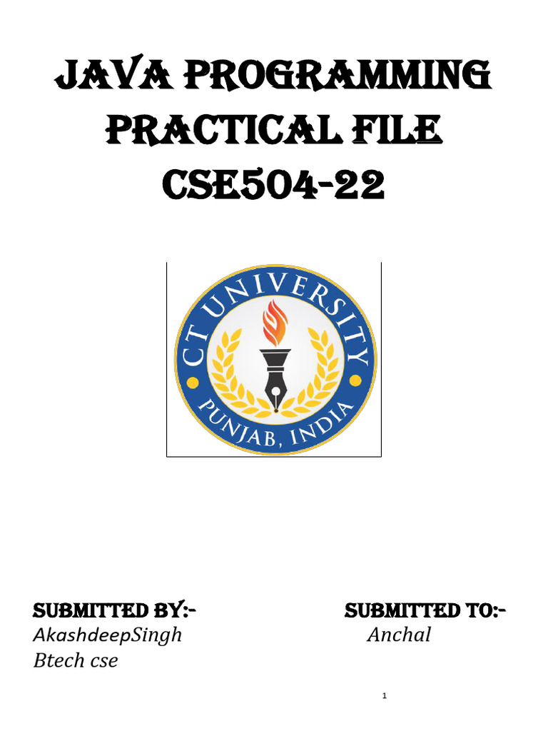 JAVA PROGRAMMING PRACTICAL FILE 2222akash | PDF
