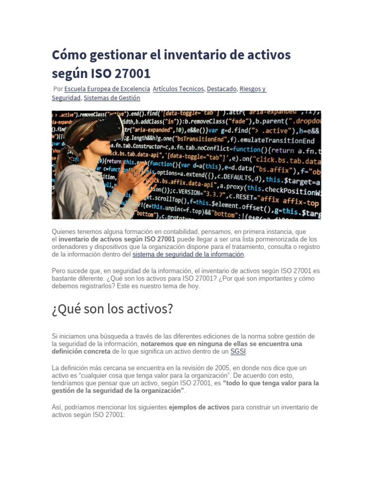Cómo gestionar el inventario de activos según iso 17700 o 17770 ISO ...