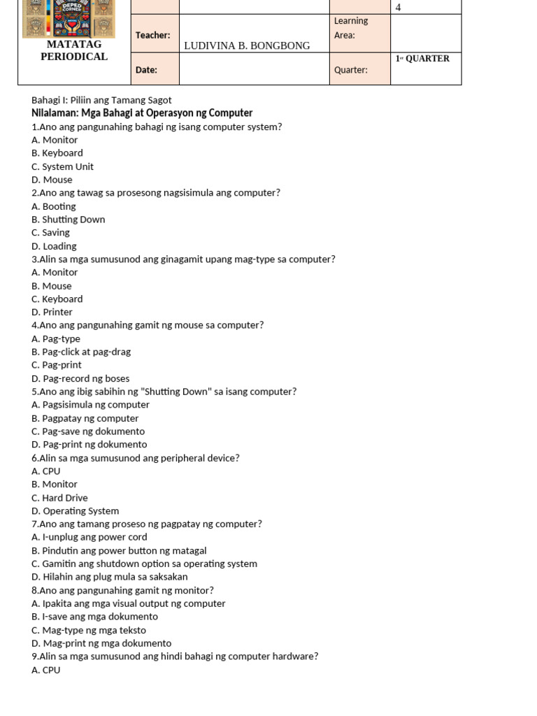 g4 Ict Test 1stQ | PDF