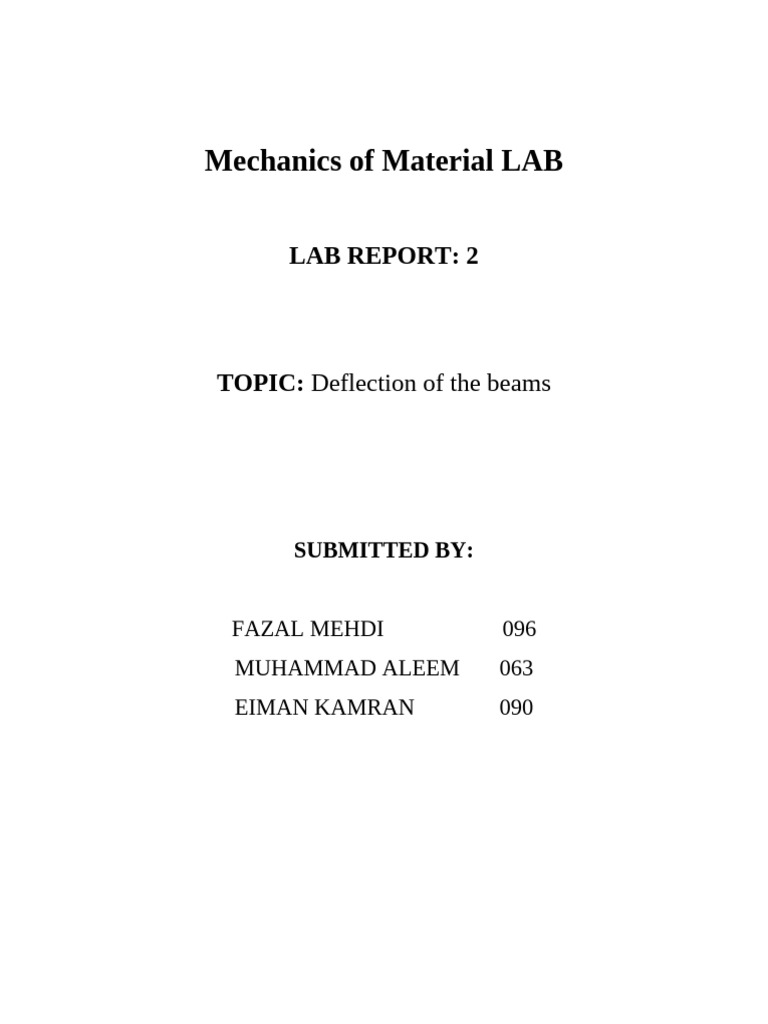 Mechanics of Material LAB 2 | PDF | Beam (Structure) | Applied And ...