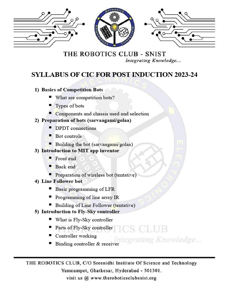 Syllabus of Cic For Post Induction 2023-24 | PDF