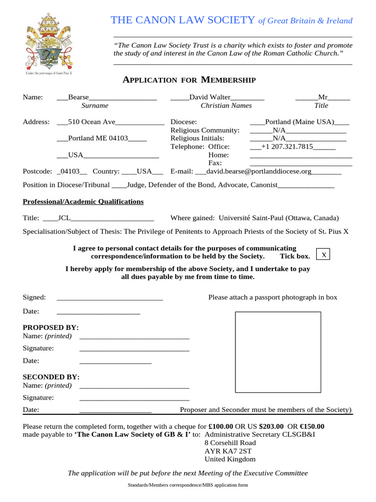 Application Form | PDF | Christian Organizations | Christian ...