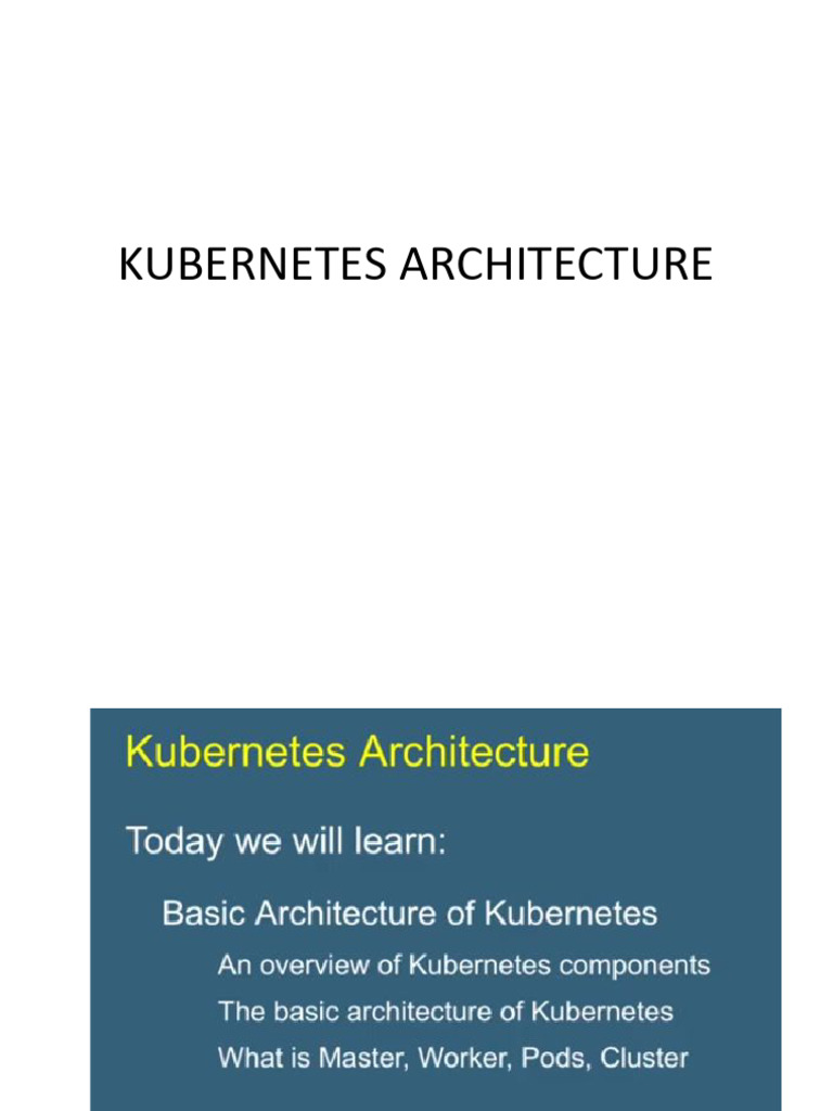 Kubernetes Architecture Pdf Computer Cluster Operating System