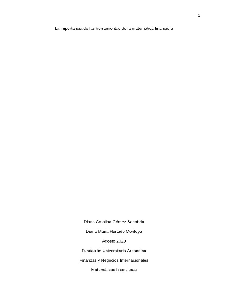 La Importancia de Las Herramientas de La Matemática Financiera | PDF ...