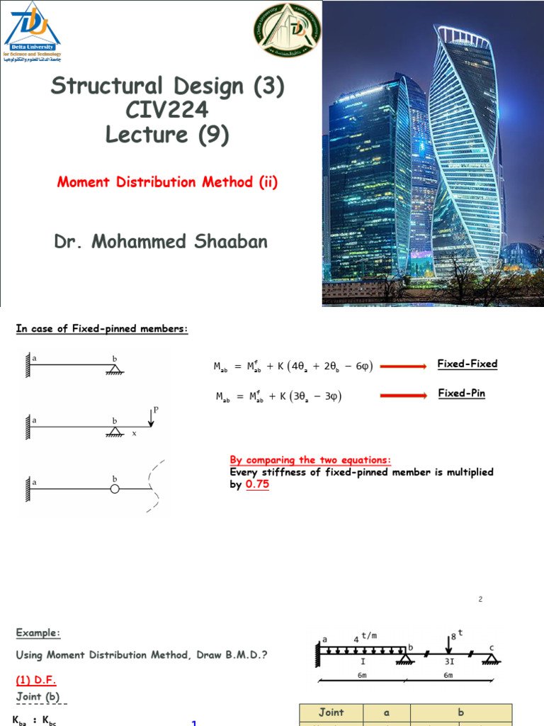 Moment Distribution Method in Structural Design | PDF | Structural ...
