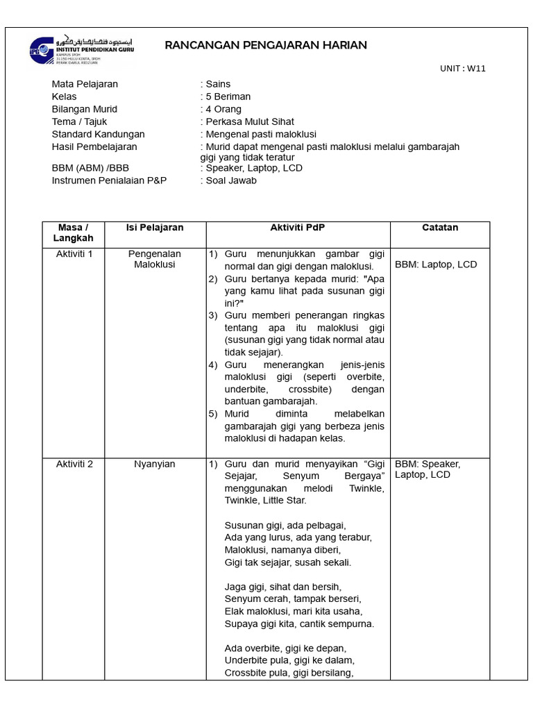 Borang RPH Maloklusi | PDF