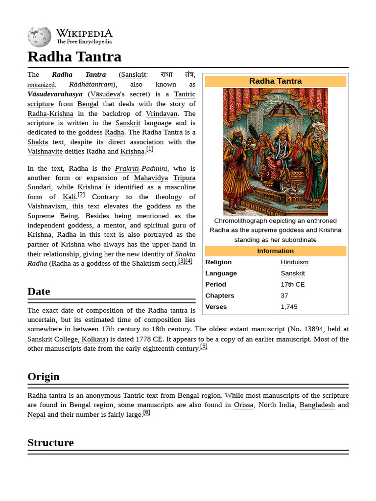 Radha_Tantra | PDF | Hindu Deities | Theistic Indian Philosophy