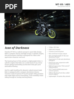 2017 Yamaha MT-09 Specifications | PDF | Anti Lock Braking System