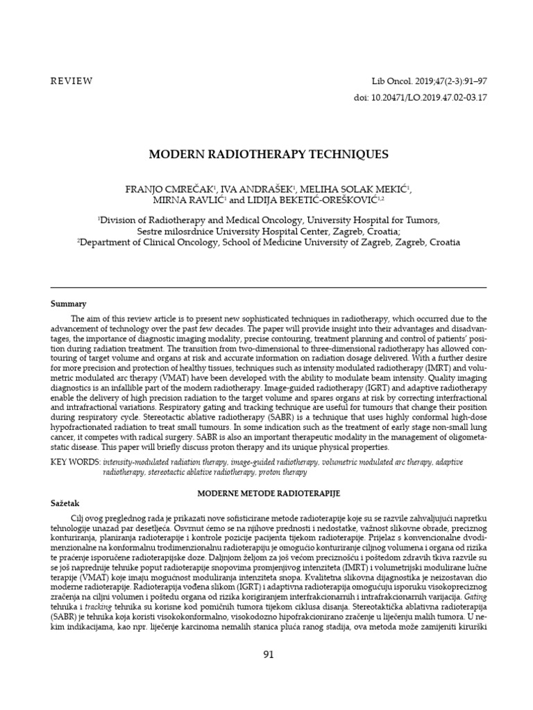 Advances in Modern Radiotherapy Techniques | PDF | Radiation Therapy ...