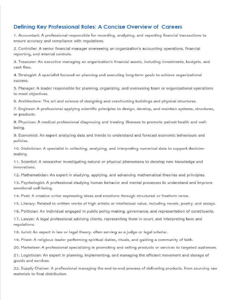 Professional Roles | PDF