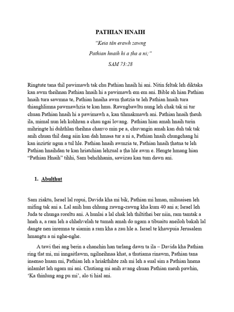Understanding Pathian Hnaih | PDF