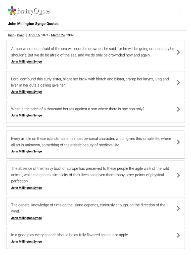 John Millington Synge Quotes - BrainyQuote | PDF