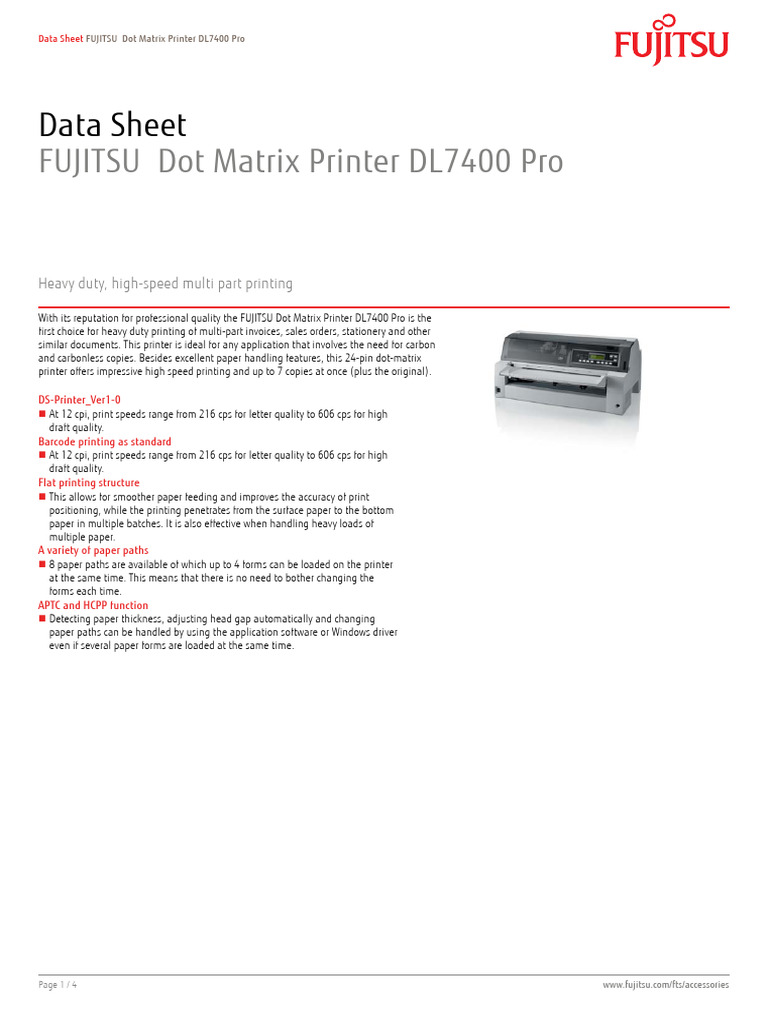 Ds Dot Matrix Printer DL7400 Pro | PDF | Printer (Computing) | Computing