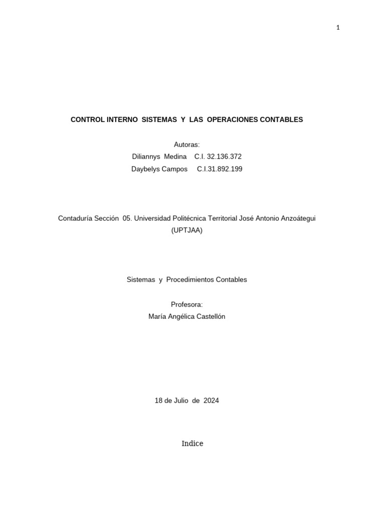 Control Interno en Operaciones Contables | PDF | Contabilidad | Estado ...