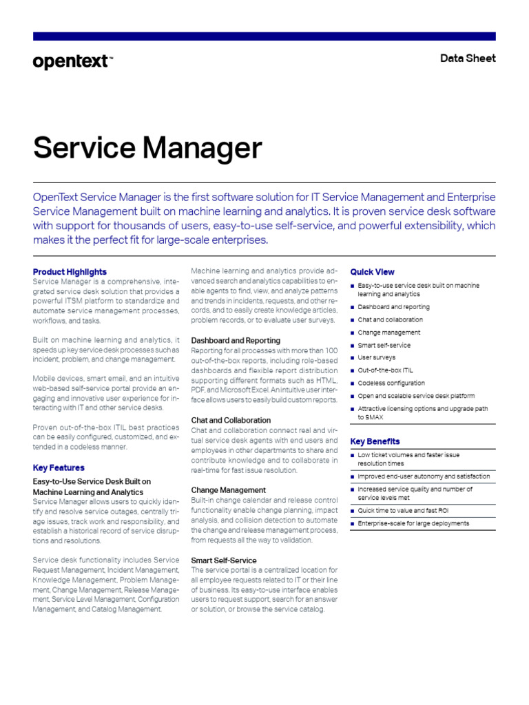 OpenText Service Manager Overview | PDF | It Service Management | Analytics