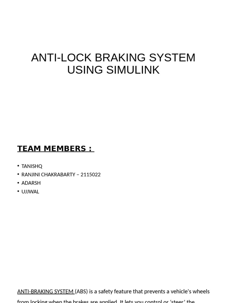 Anti-Lock Braking System Using Simulink | PDF | Anti Lock Braking ...